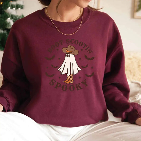 Cowboy Ghost Halloween Hoodie - Boot Scootin Spooky