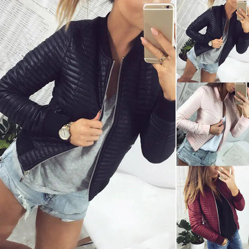 Women's Slim Fit Long Sleeve Zip Cardigan Jacket