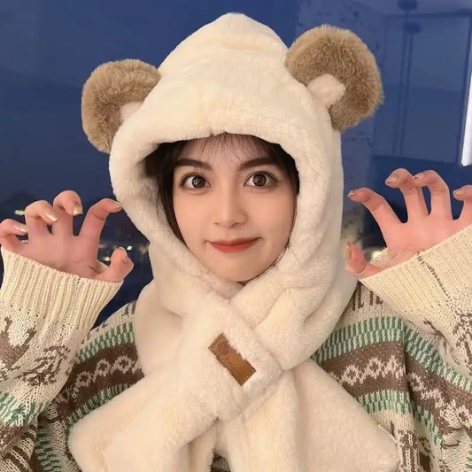 Women's Thickened Warm Plush Hat and Scarf Set