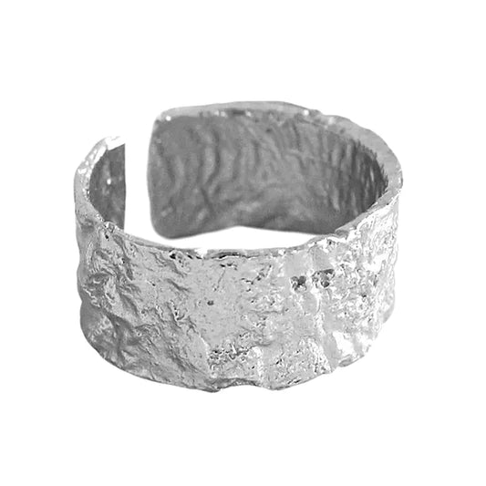 French Textured Ring Set with Korean Style Open Ring