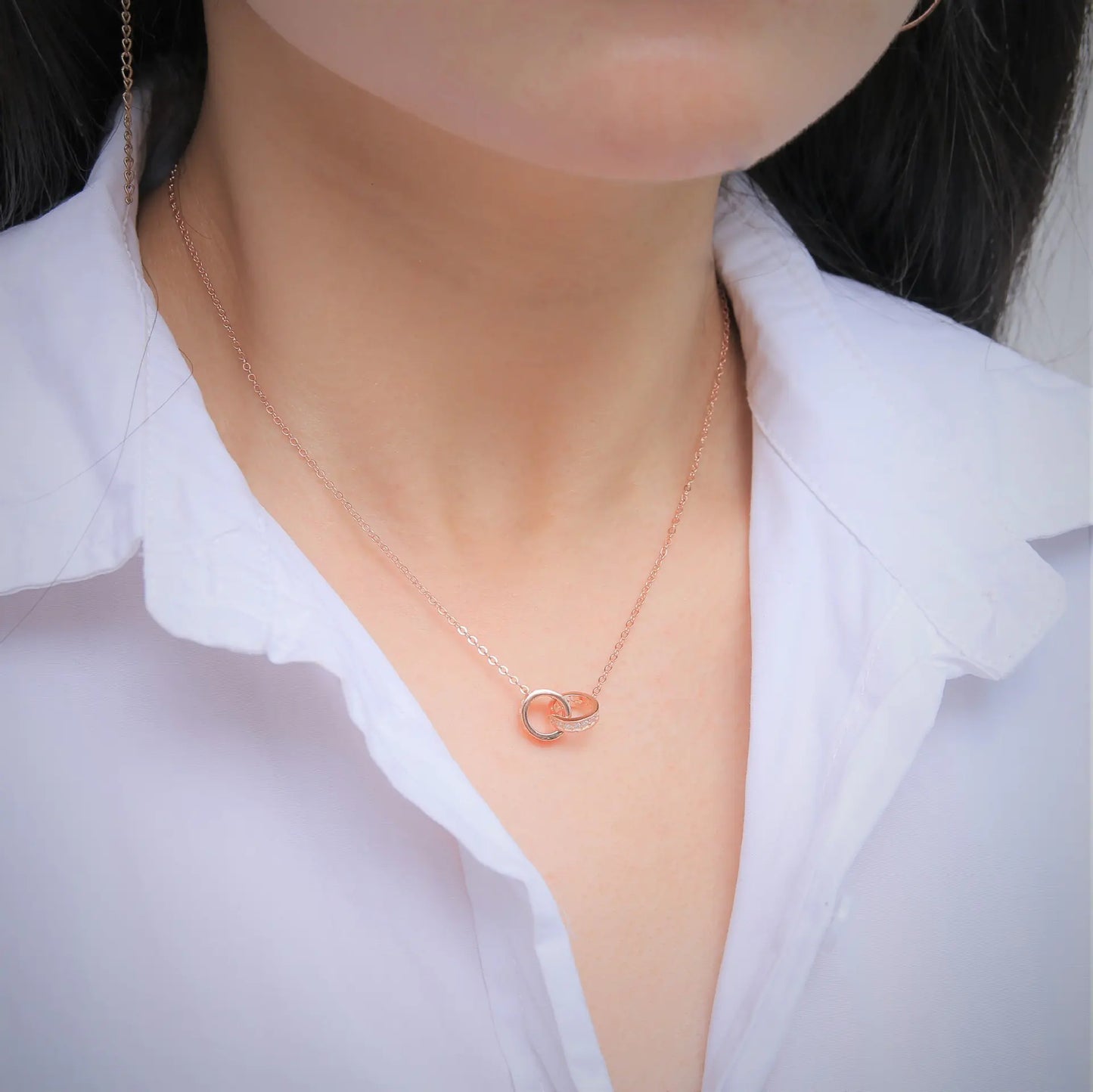 Rose Gold Double Ring Choker Necklace for Women