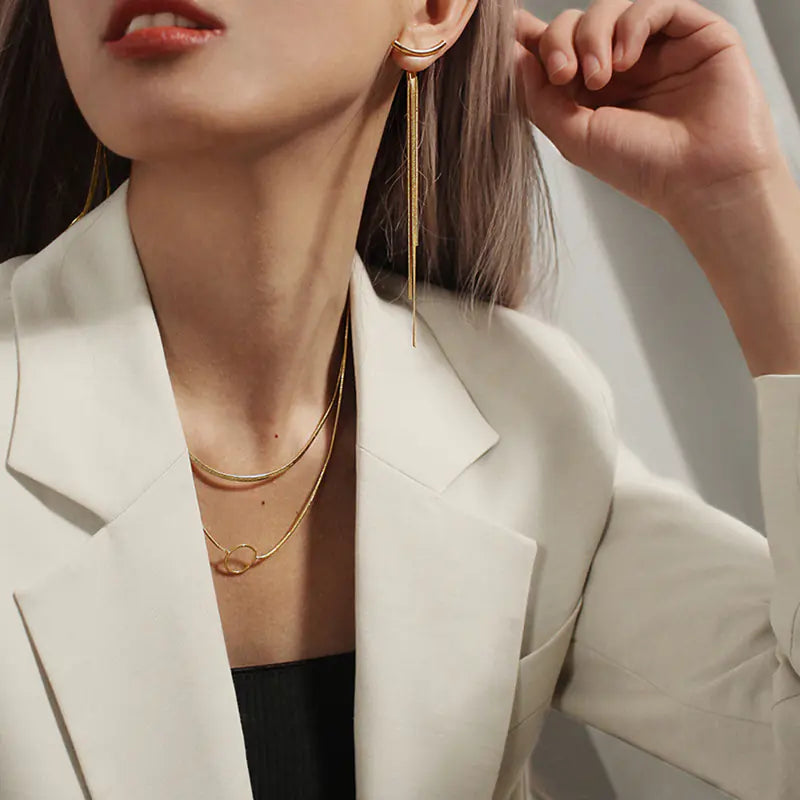 Slim Face Earrings | Bone Chain Drop Tassel Long Earrings for Women | Elegant and Trendy Statement Jewelry