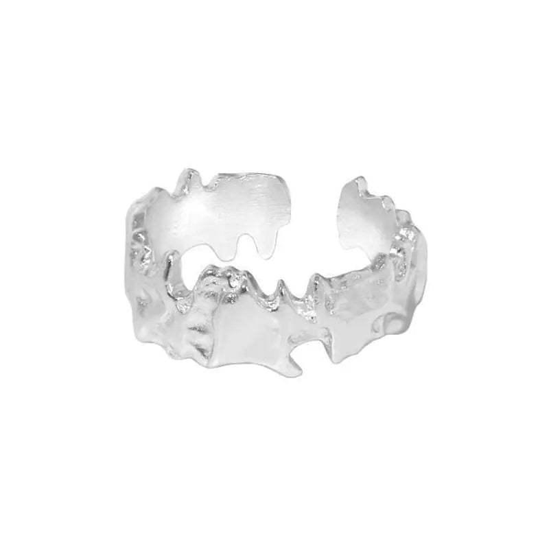 French Textured Ring Set with Korean Style Open Ring