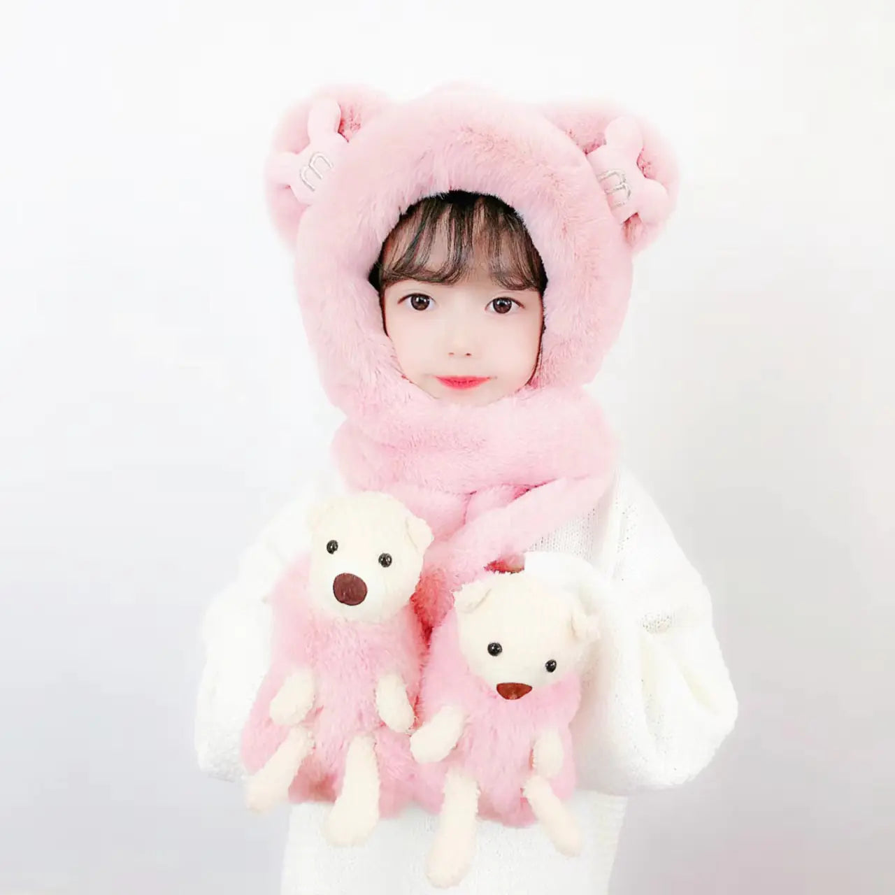 Children's One-Piece Hat with Scarf and Gloves Set