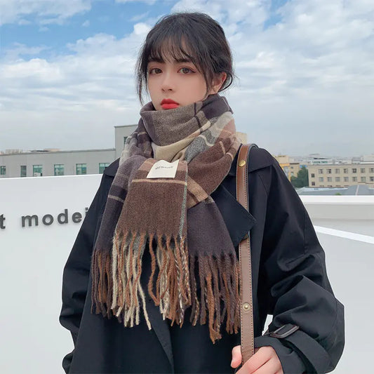 Winter Women’s Plaid Scarf - Thick & Warm Long Shawl
