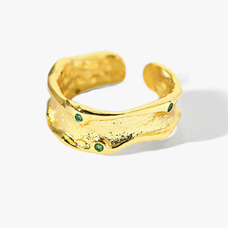 French Textured Ring Set with Korean Style Open Ring