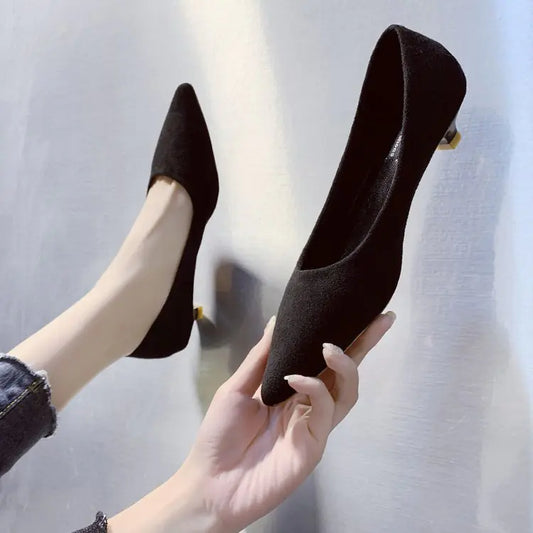 Comfortable Suede Pointed Toe High Heels for Work
