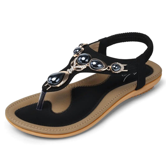 SHIBEVER Flat Sandals for Women Dressy: Black Size 11 Comfy Casual Summer Sandals - Comfortable Walking Boho Dress Womens Flats Sandal