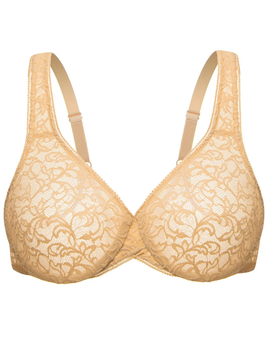 Wingslove Womens Sexy Lace Bra Sheer Bralette See Through Bras Underwire Added Support (Nude40B)