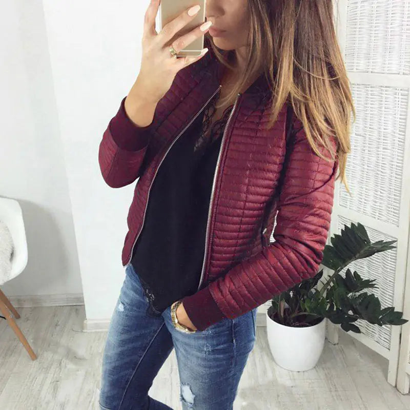 Women's Slim Fit Long Sleeve Zip Cardigan Jacket