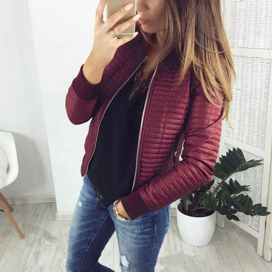 Women's Slim Fit Long Sleeve Zip Cardigan Jacket